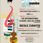 Poster for the Bueno Jazz 2026 festival with dates, lineup, and performance times